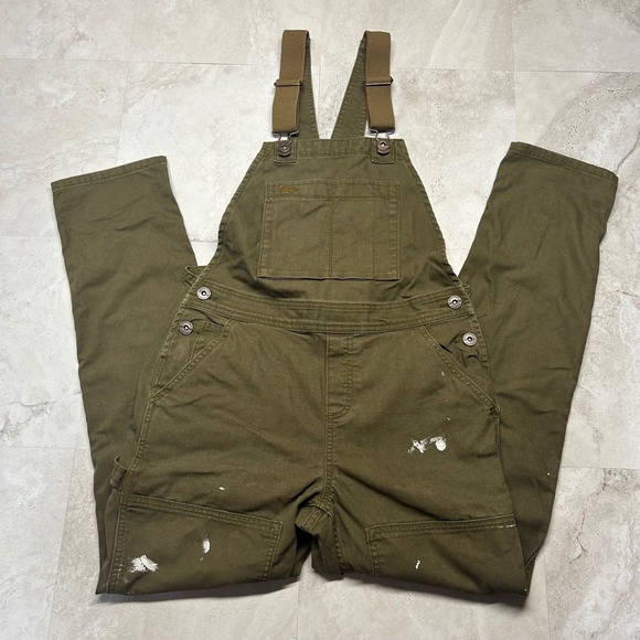 REI Denim - REI Cooperative Overalls Olive Green Womens Size 4 Double Knee Workwear Paint